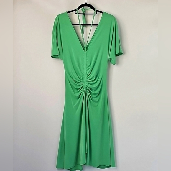 WHBM Lush Jade Rusched Front & Back Flowy Whimsy Flutter Dainty Dress Sz:Large - Picture 1 of 16